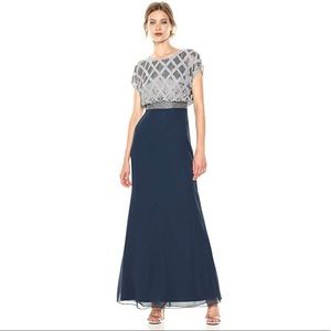 Long beaded blouson gown by Adrianna Papell